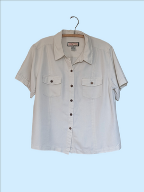 Jamaica Bay 1X Shirt Short-Sleeve Button Off-White Beach Resort Business Casual